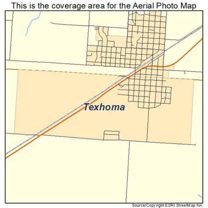 Map of Texhoma, TX, Texas