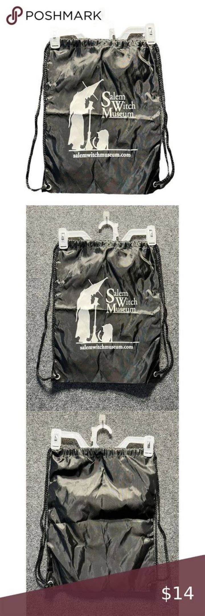 Salem Witch Museum Promotional Drawstring Bag 2014 Salem, MA Cat Broom